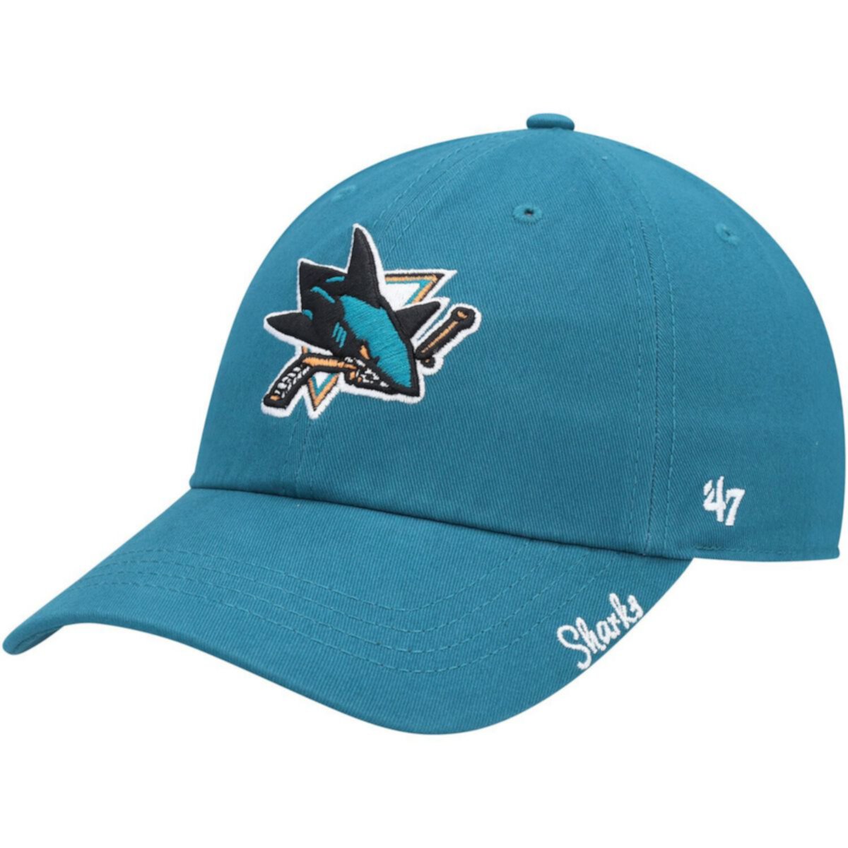 Женская регулируемая шляпа '47 Teal San Jose Sharks Team Miata Clean Up Unbranded