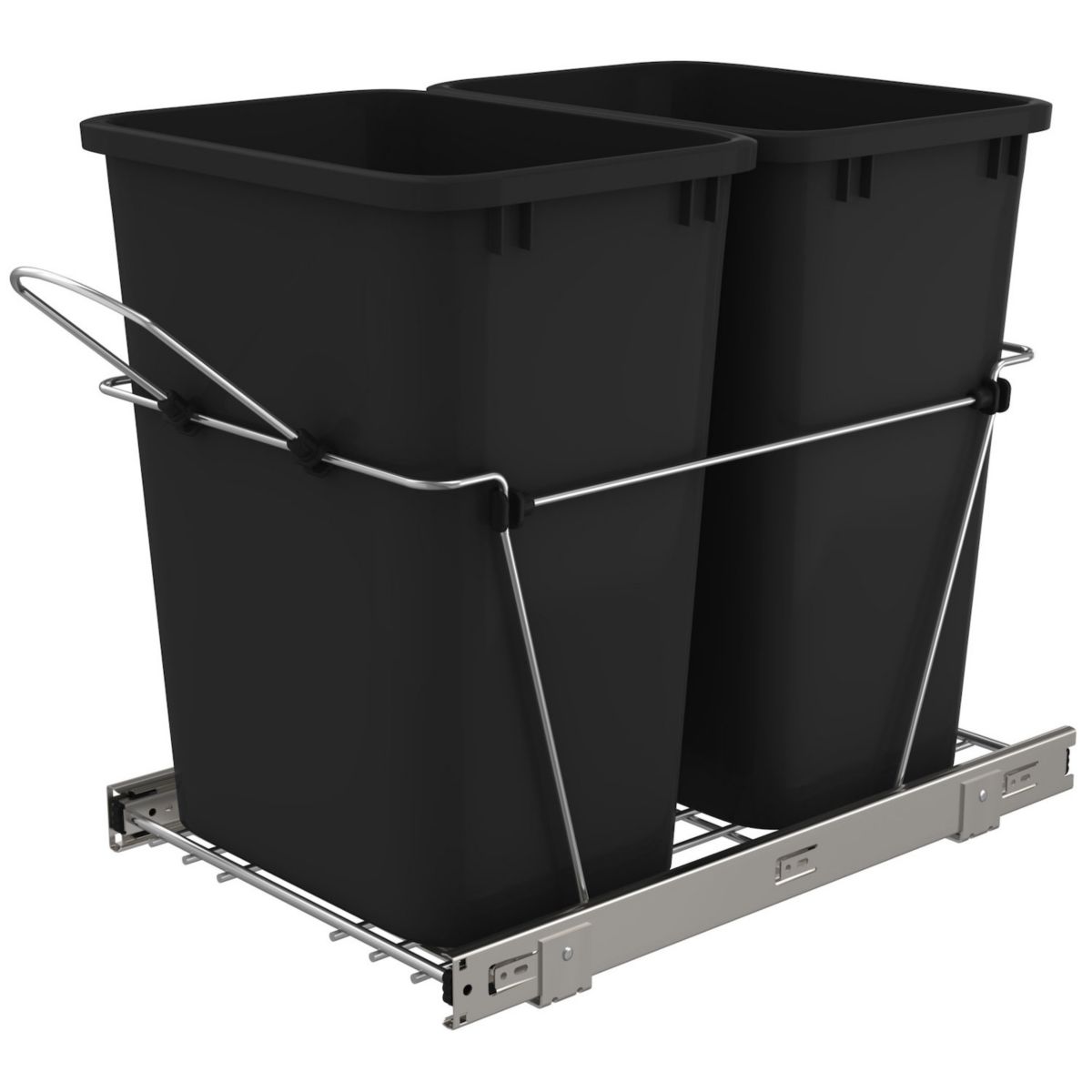 Rev-A-Shelf RV-18KD-18C S Double 35 Quart Sliding Pull-Out Waste Bin Containers Rev-A-Shelf