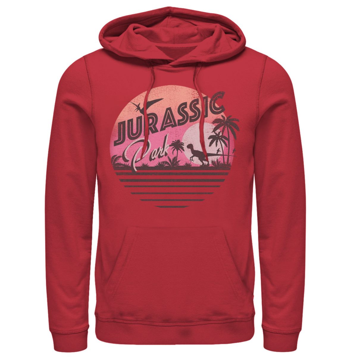 Мужская толстовка с капюшоном и пуловером с принтом "Парк Юрского периода" Pink Gradient Sunset Get Wild с рисунком Jurassic World