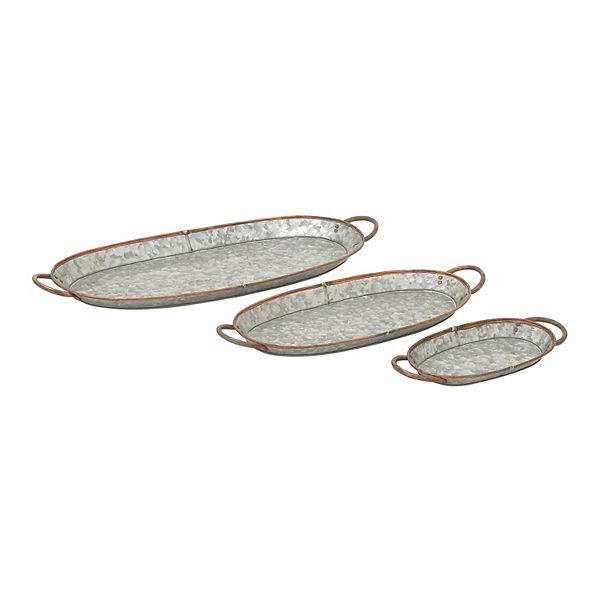 Stella & Eve Farmhouse Galvanized Decorative Tray Table Decor 3-piece Set Stella & Eve