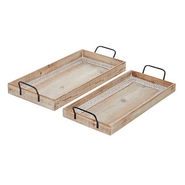 Stella & Eve Rectangular Wood Tray 2-piece Set Stella & Eve