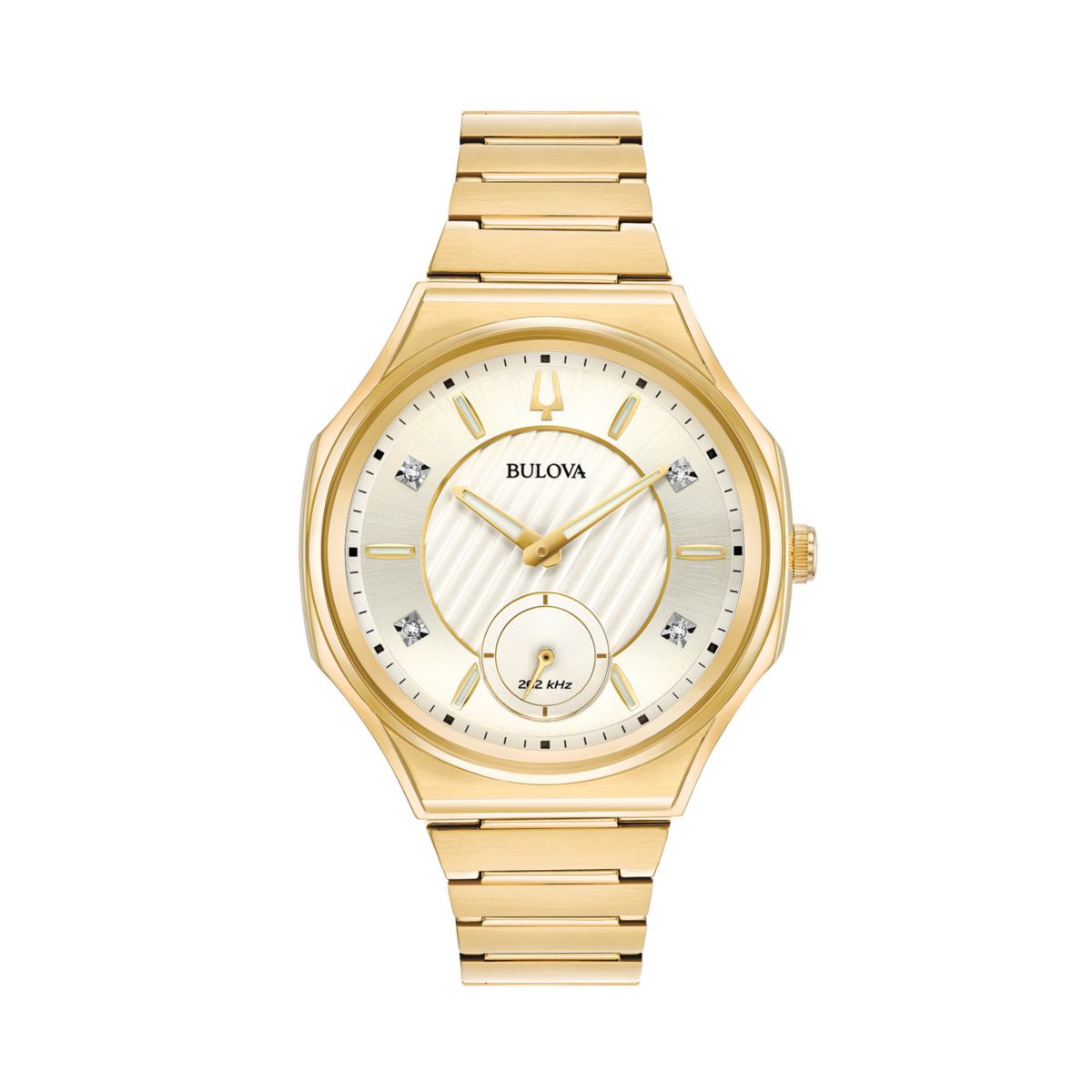 Женские часы Bulova CURV из нержавеющей стали с бриллиантовым акцентом золотистого цвета - 97P136 Bulova