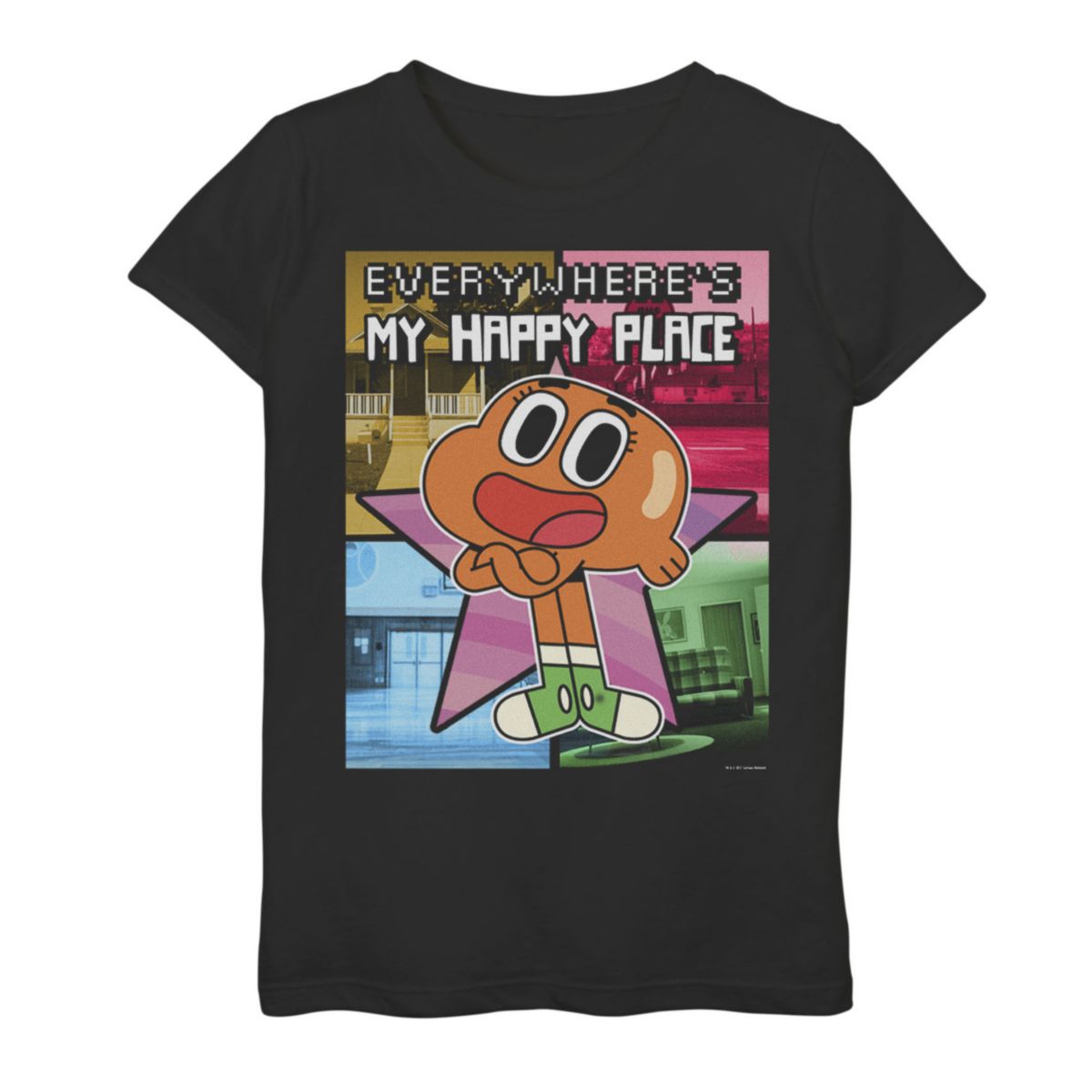 Футболка с рисунком Cartoon Network Gumball Everywhere Is My Happy Place для девочек 7–16 лет Cartoon Network