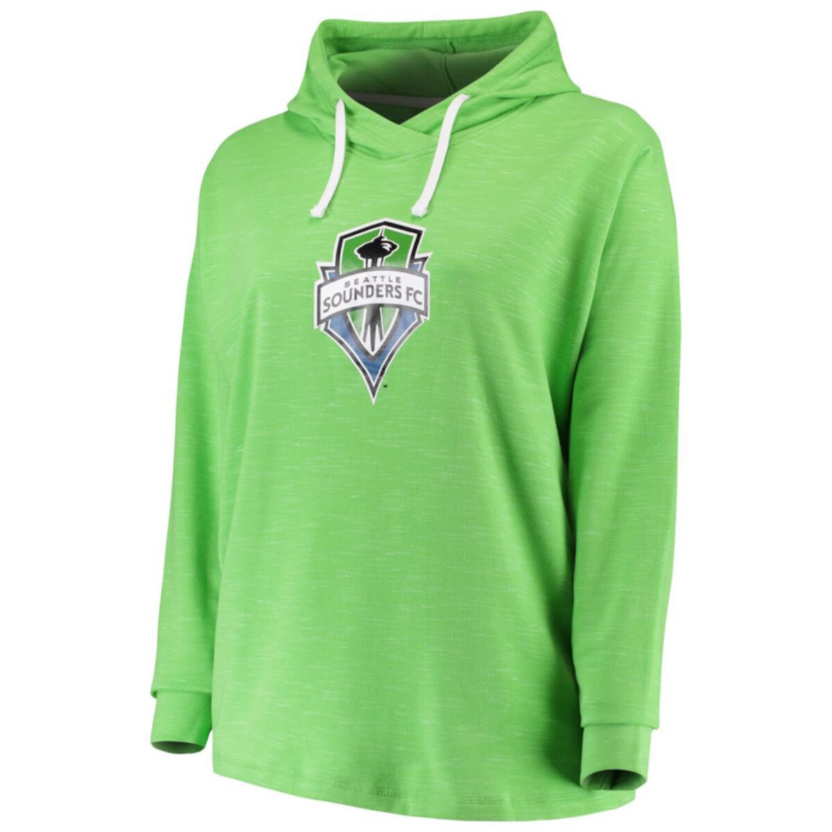 Women's Majestic Green/White Seattle Sounders FC Plus Size Contrast Heathered Pullover Hoodie Majestic