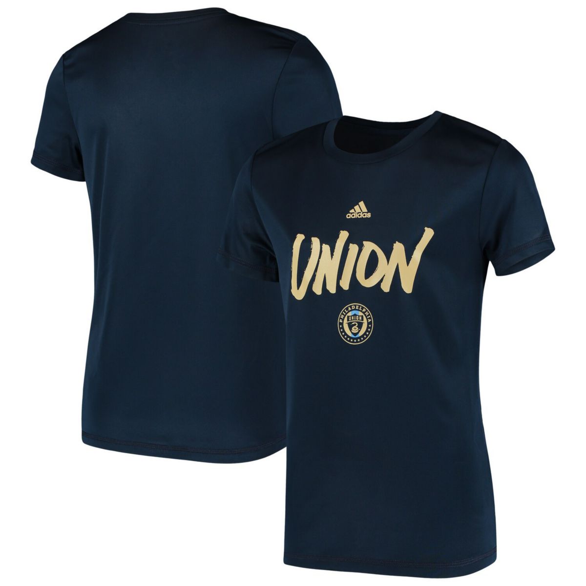 Молодежная футболка Adidas Navy Philadelphia Union с надписью Adidas