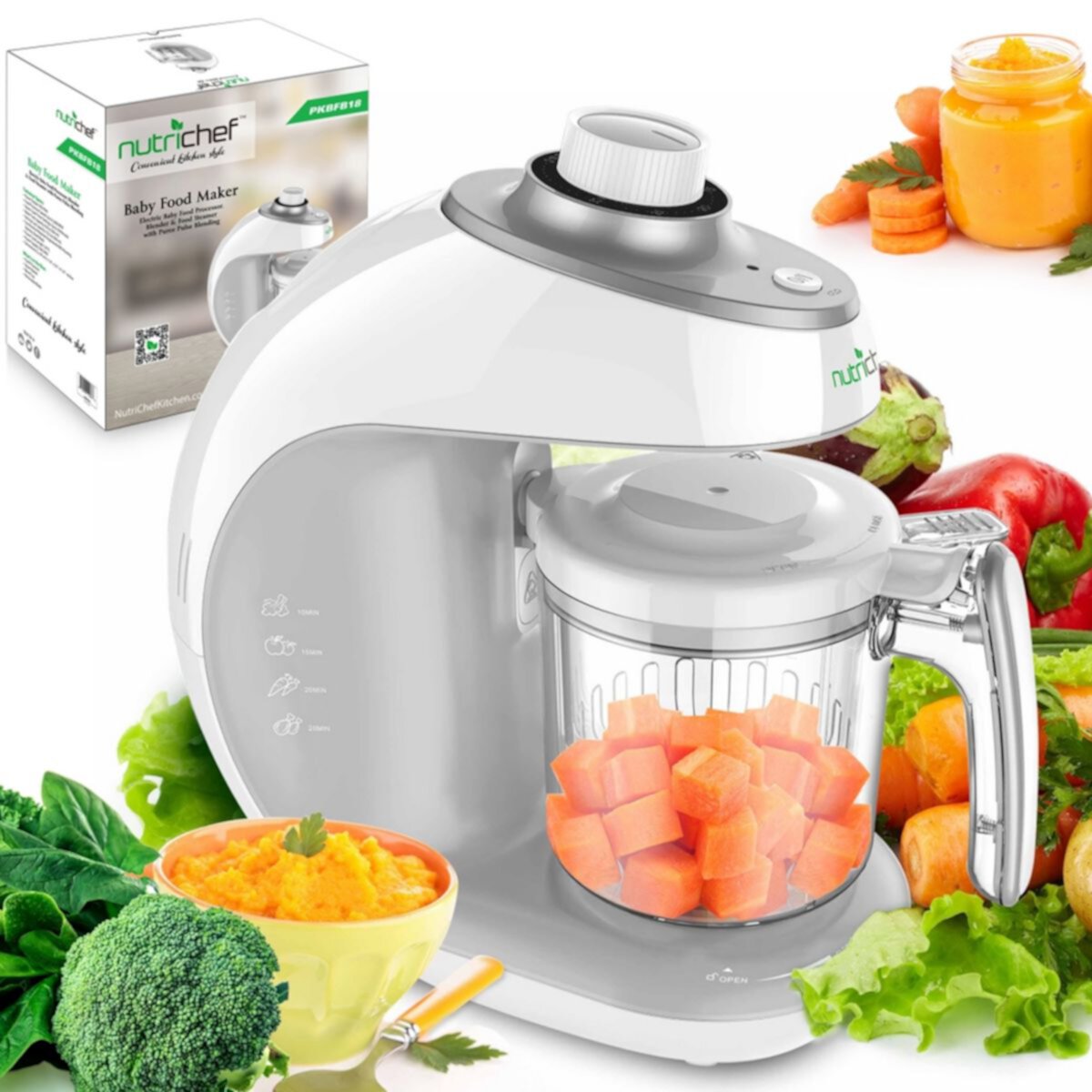 NutriChef Electric Baby Food Maker Пюре Кухонный комбайн, блендер и пароварка NutriChef