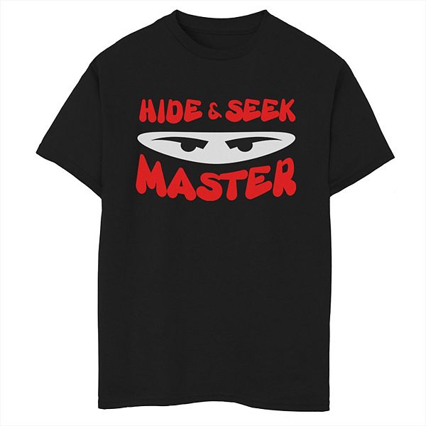 Детская футболка Ninja Hide And Seek Master из хлопка с круглым вырезом и короткими рукавами, размер 8-20 Unbranded