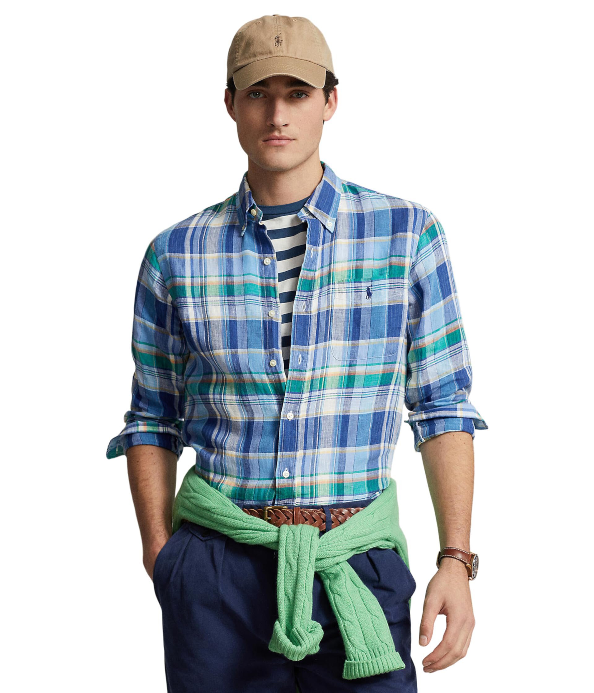 Classic Fit Plaid Linen Shirt Polo Ralph Lauren