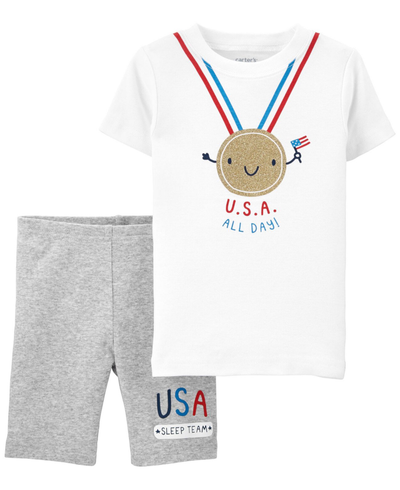 Пижама облегающего кроя для мальчиков и девочек Toddler Boys and Girls Olympics, комплект из 2 предметов Carter's