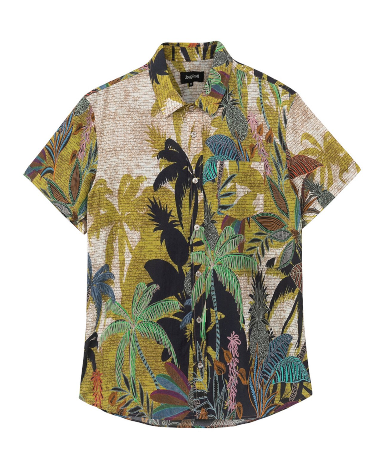 Мужская рубашка с коротким рукавом в тропическом стиле Desigual