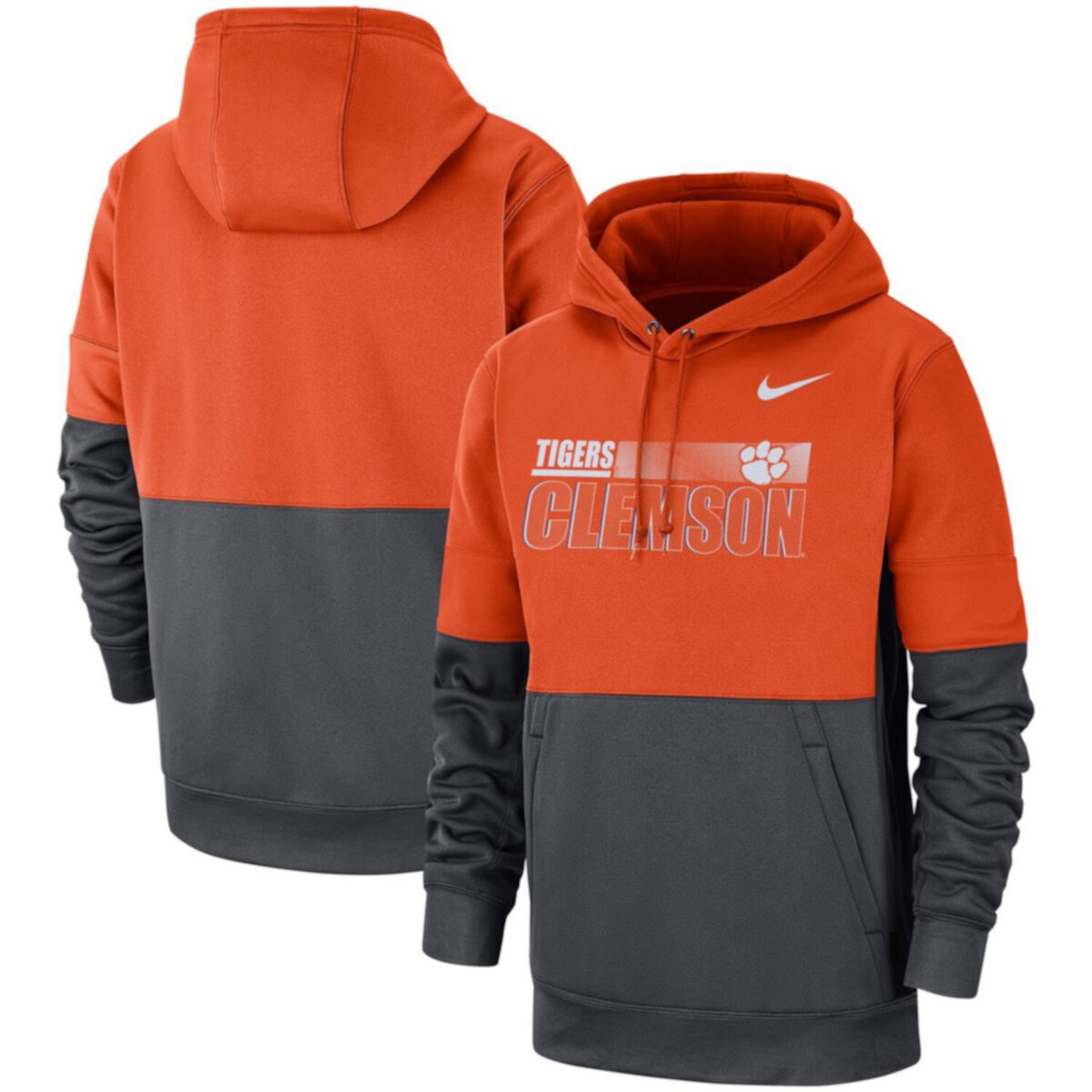 Men's Nike Orange/Anthracite Clemson Tigers Sideline Performance Pullover Hoodie Nike