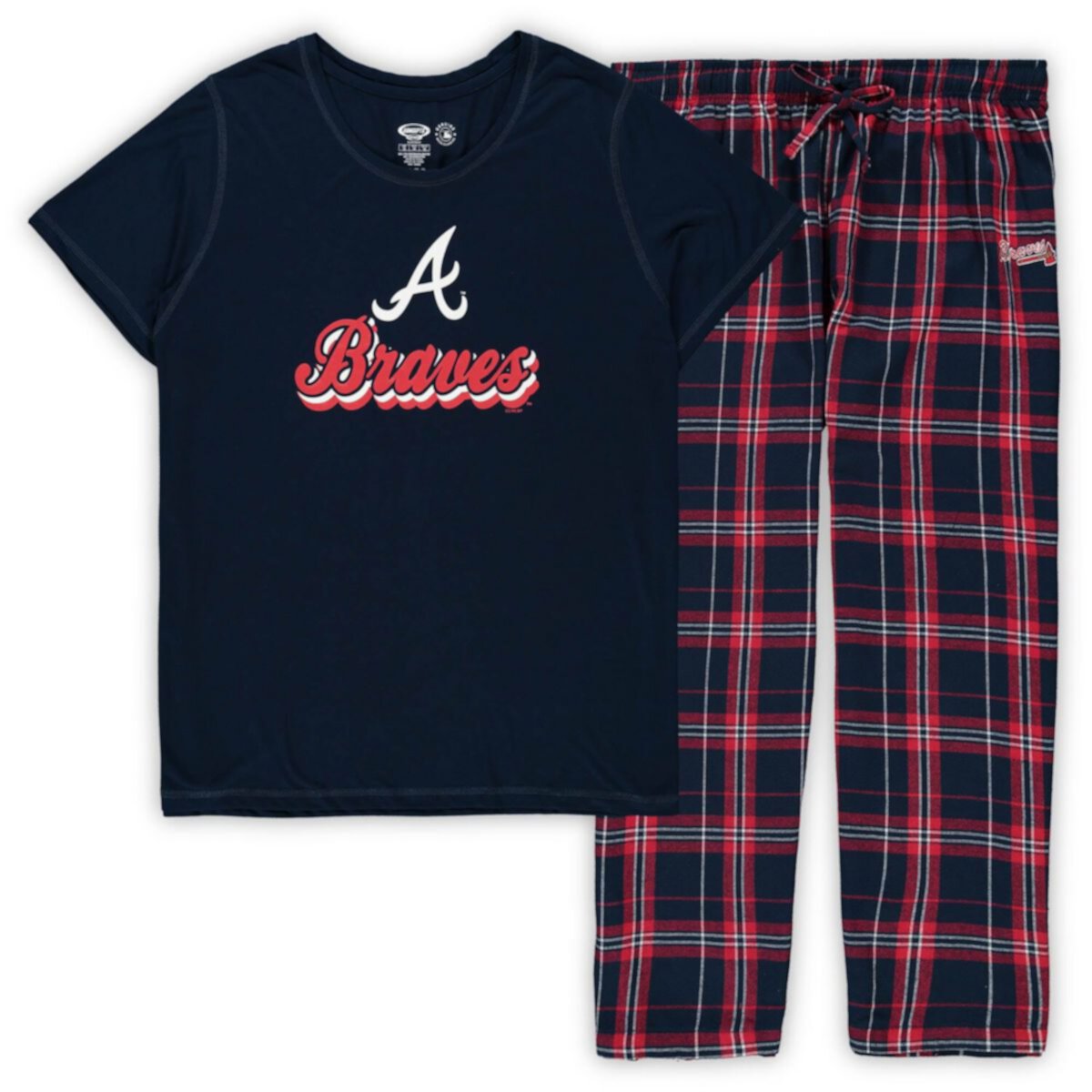 Women's Concepts Sport Navy Atlanta Braves Plus Size T-Shirt and Flannel Pants Sleep Set Unbranded