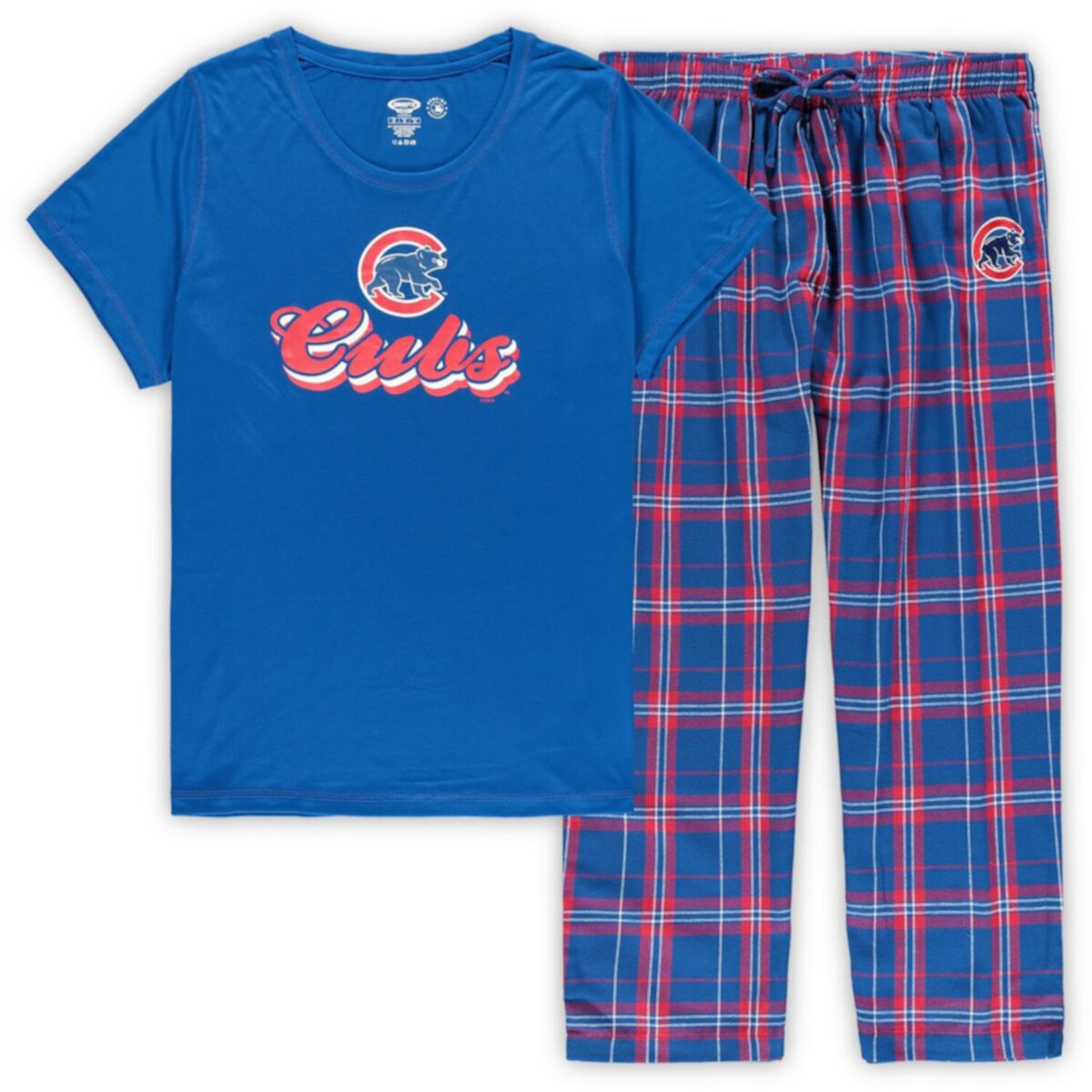 Женский комплект для сна Concepts Sport Royal Chicago Cubs Plus Size с футболкой и фланелевыми штанами Unbranded