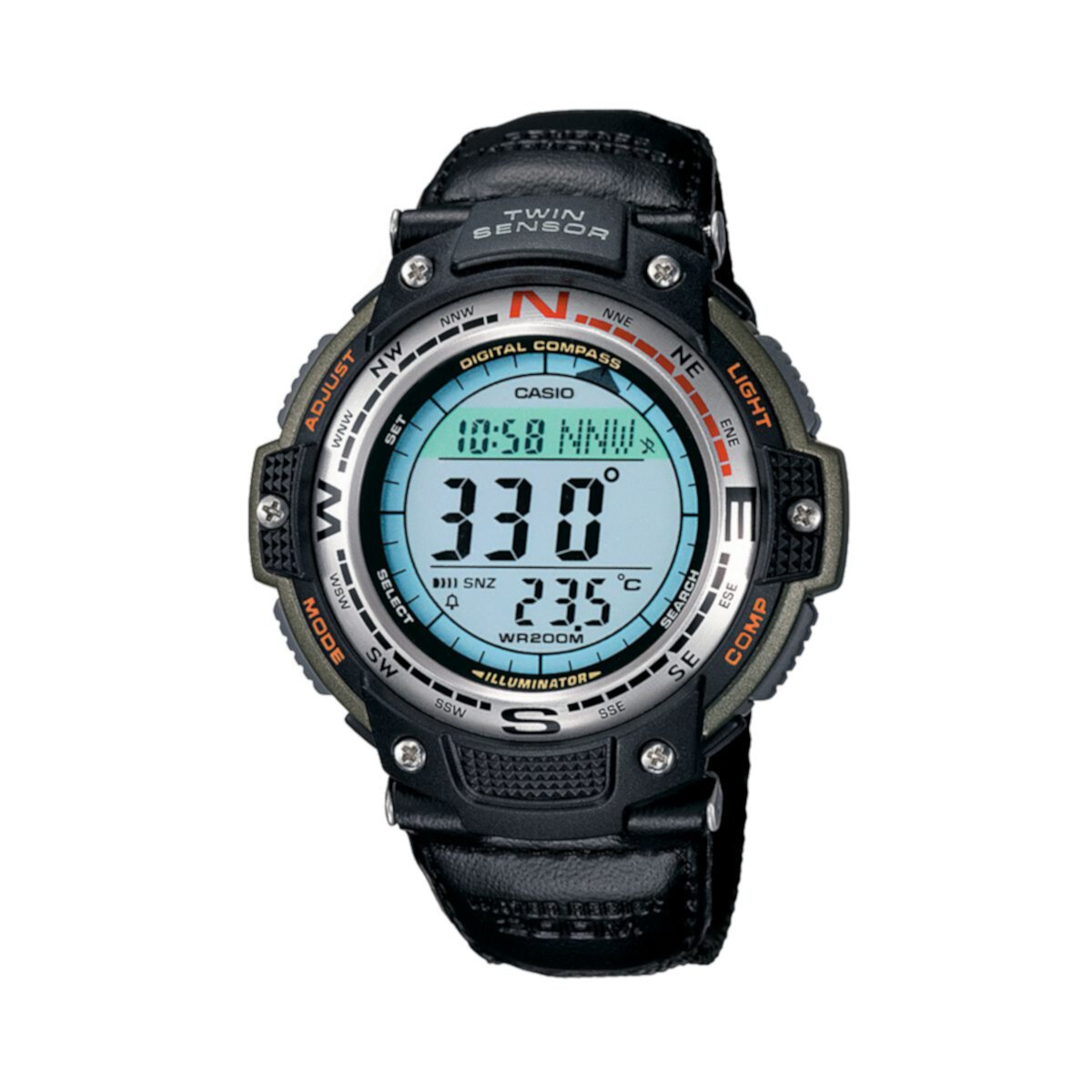 Мужские наручные часы Casio с цифровым хронографом и двойным сенсором - SGW100B-3V Casio
