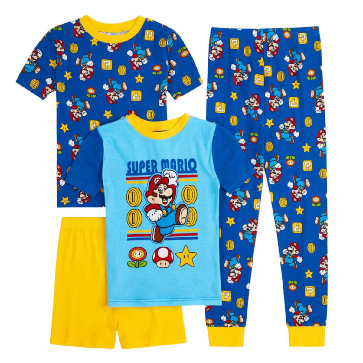 Пижамный комплект с топами, шортами и штанами Nintendo Mario для мальчиков 4-10 Licensed Character