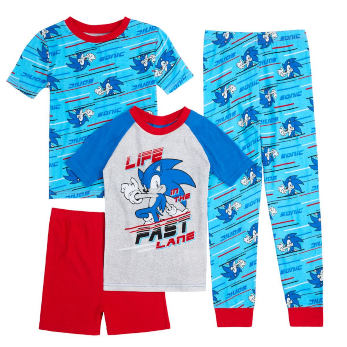 Пижамный комплект с шортами и штанами Sega Sonic the Hedgehog для мальчиков 4-10 Licensed Character