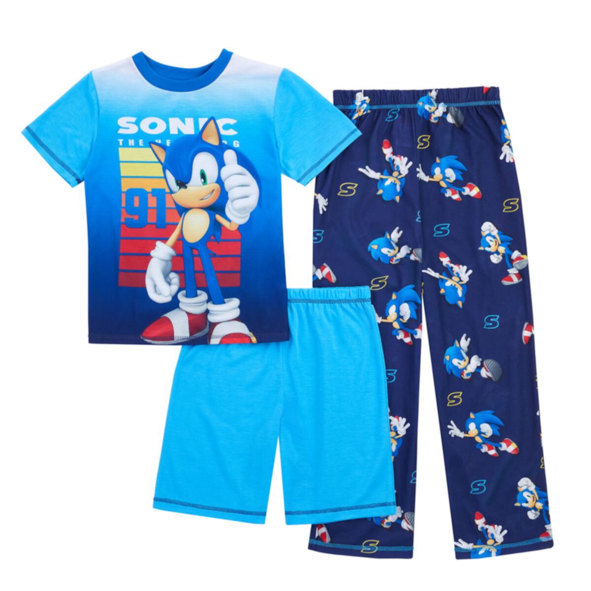 Мальчики 4-12 Sonic the Hedgehog Топ, шорты и брюки Пижамный комплект Licensed Character