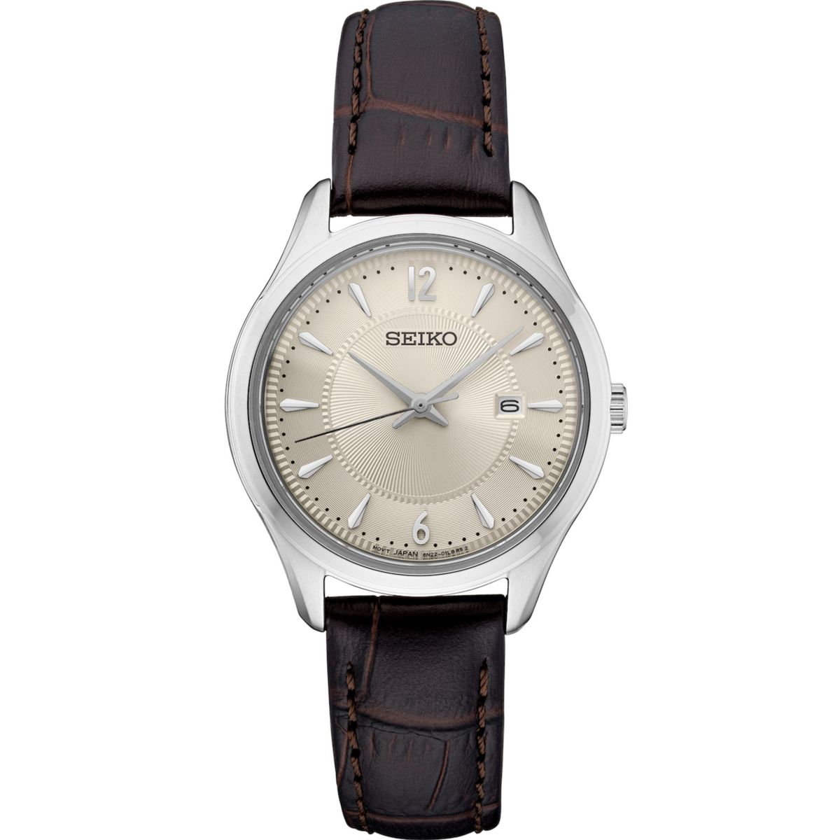 Часы Seiko Women's Essentials Cream Dial с коричневым кожаным ремешком - SUR427 Seiko