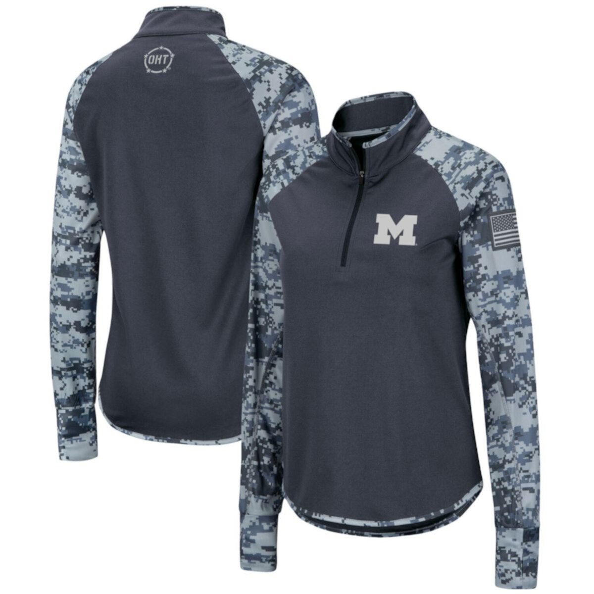 Women's Colosseum Charcoal/Camo Michigan Wolverines OHT Military Appreciation Digital Quarter-Zip Pullover Jacket Colosseum