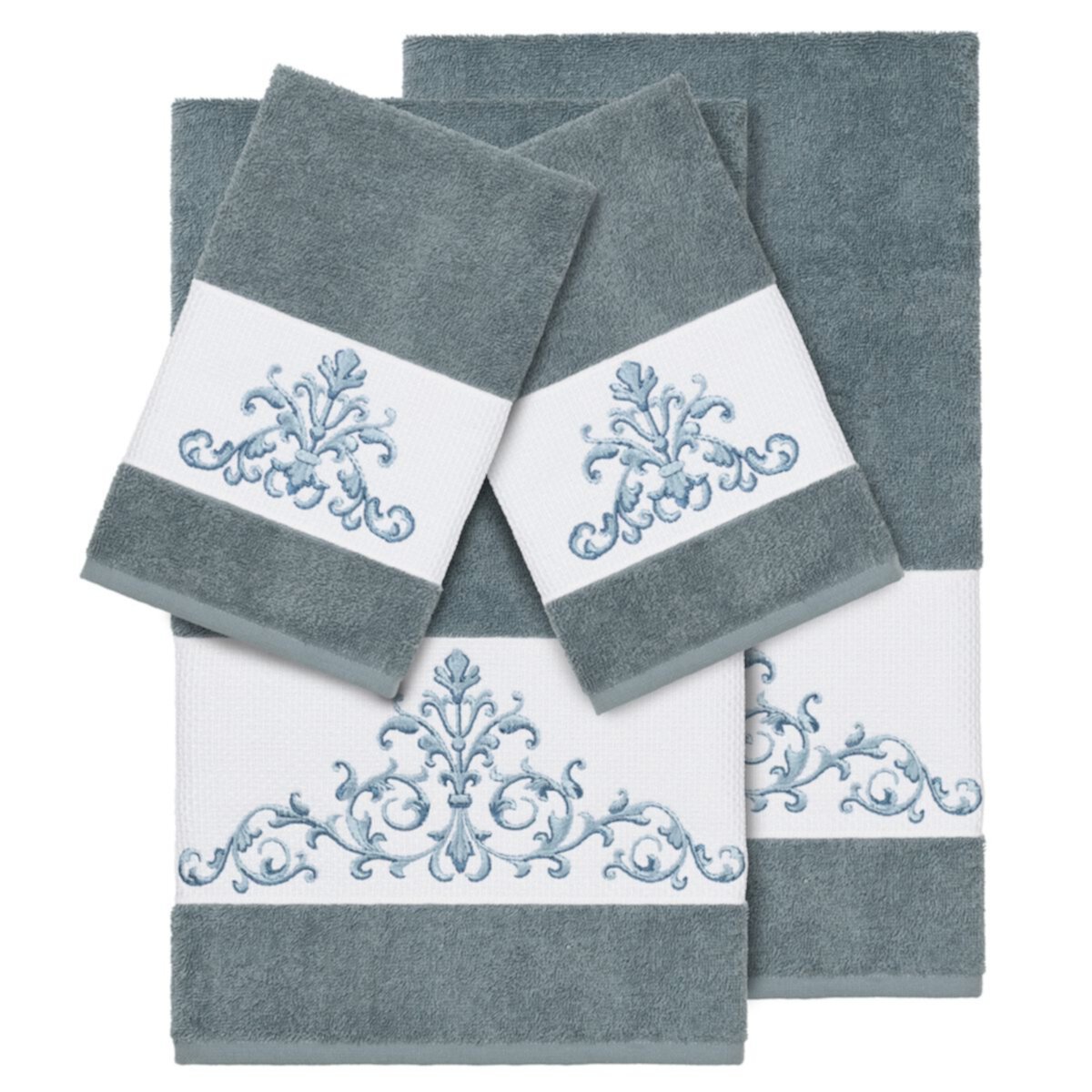 Linum Home Textiles Набор банных полотенец с украшением из 4 предметов алого цвета Linum Home