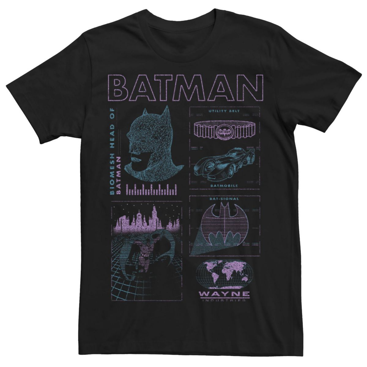 Мужская футболка Batman Schematics Stack DC Comics