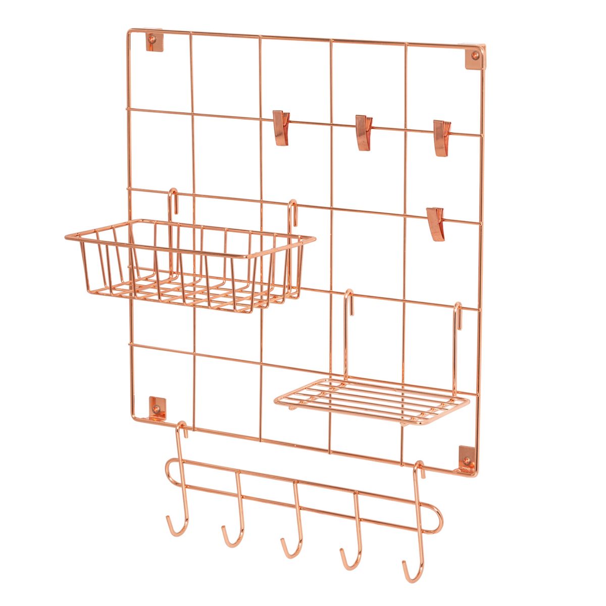 Honey-Can-Do 8-Piece Copper Wire Wall Grid with Storage Accessories Honey-Can-Do