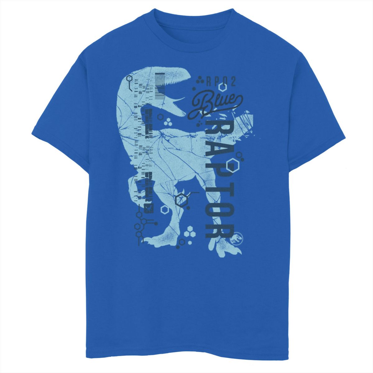 Джерси Jurassic Park Для мальчиков Two Blue Raptor DNA Code Silhouette Graphic Tee Jurassic Park