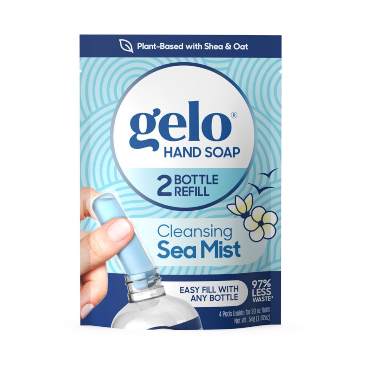 Жидкое гелевое мыло для рук Gelo Refill Pods - Очищающий морской туман, 20 жидких унций Gelo