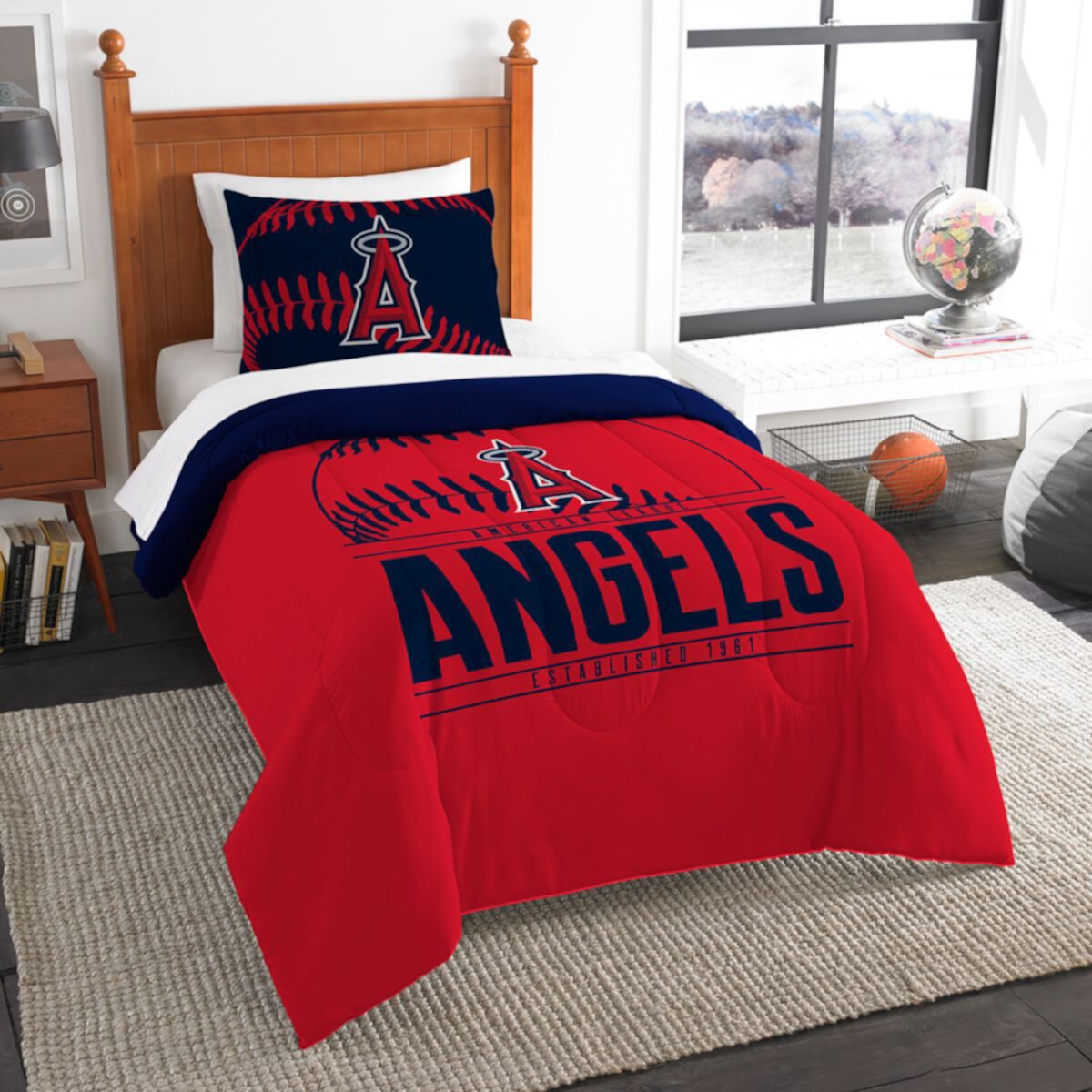 Двуспальный комплект одеяла Los Angeles Angels с логотипом команды, 162 x 218 см The Northwest