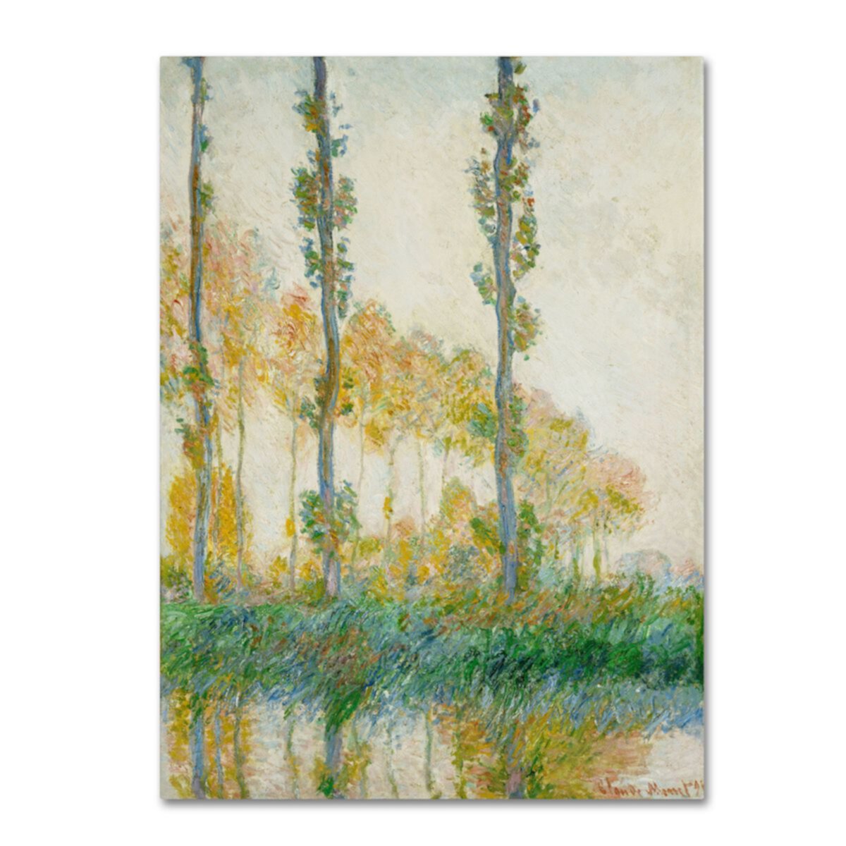 Картина 24. Моне Клод 1891 three Trees in autumn. Моне Клод 1891 three Trees in Grey weather. Клод Моне.Poplars, autumn, Pink Effect, 1891. Claude Monet Poplars.