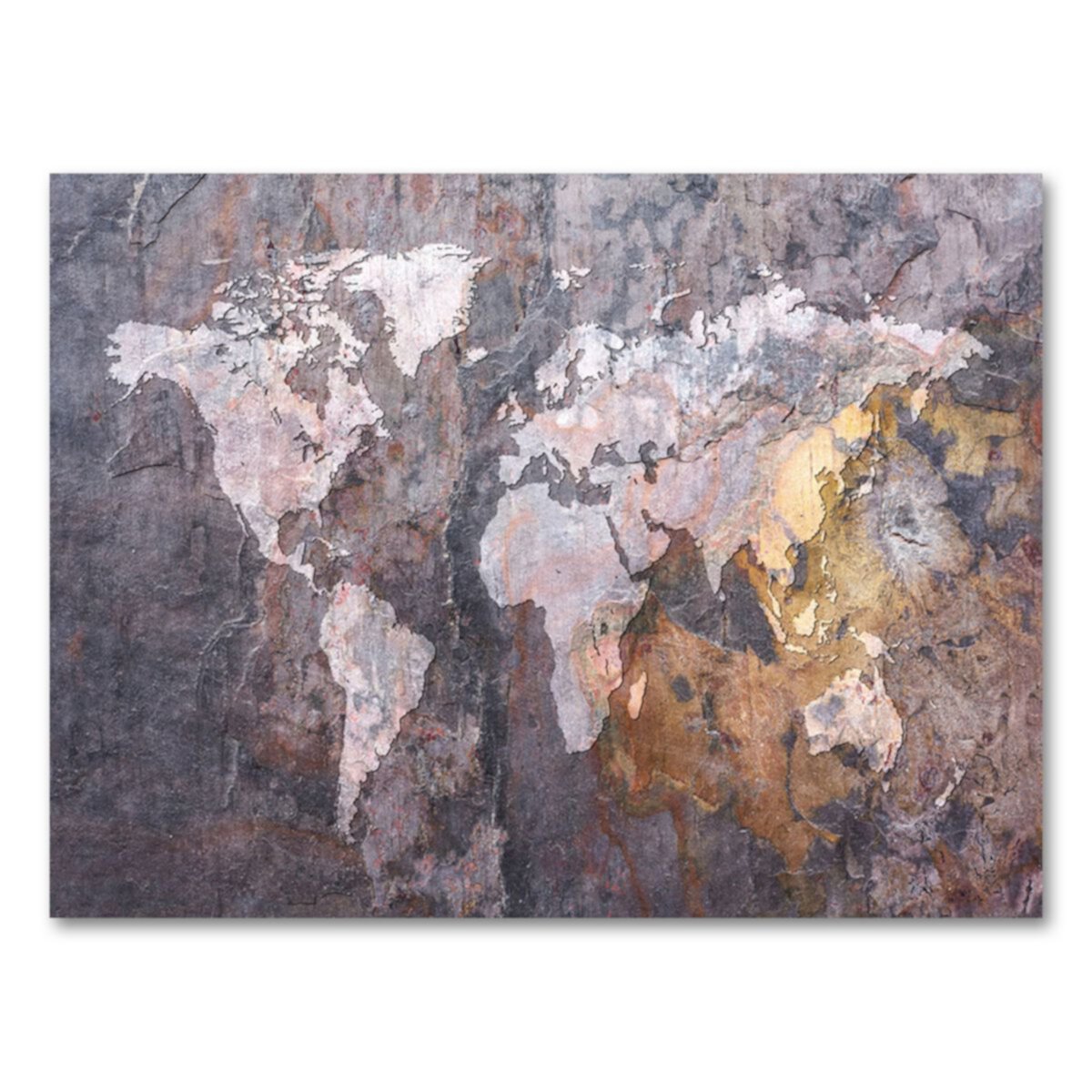 & # 34; Карта мира - Скала & # 34; 18 & # 34; х 24 & # 34; Картины на холсте от Майкла Томпсетта Trademark Fine Art