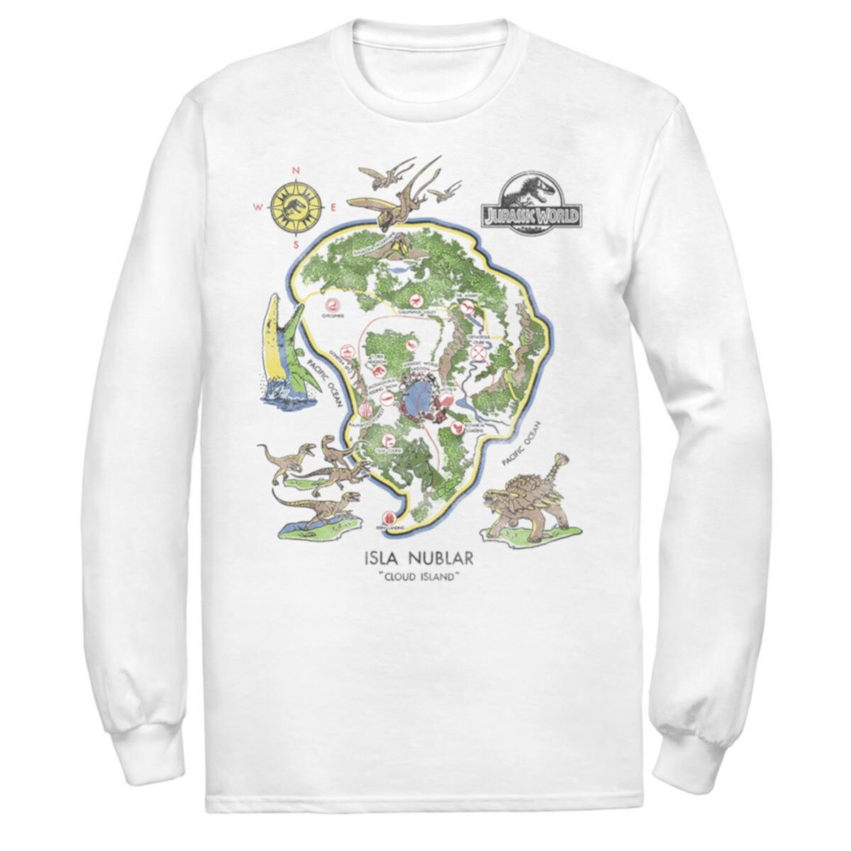 Мужская футболка Jurassic World Isla Nublar Map Jurassic Park