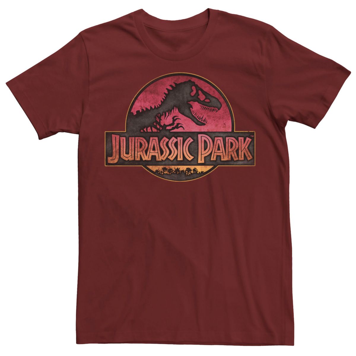 Мужская футболка с логотипом «Парк Юрского периода» и графикой градиентного заката Jurassic World