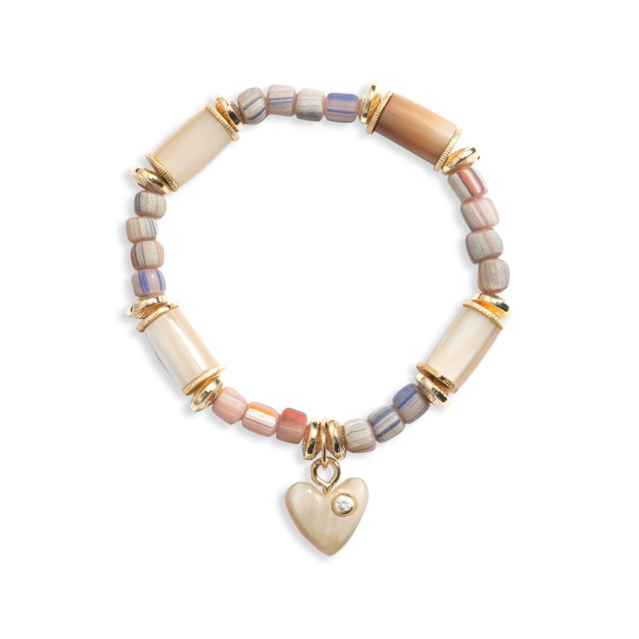 Жасмин Хорн & amp; Эластичный браслет с подвеской в форме сердца из стеклянных бусин AKOLA