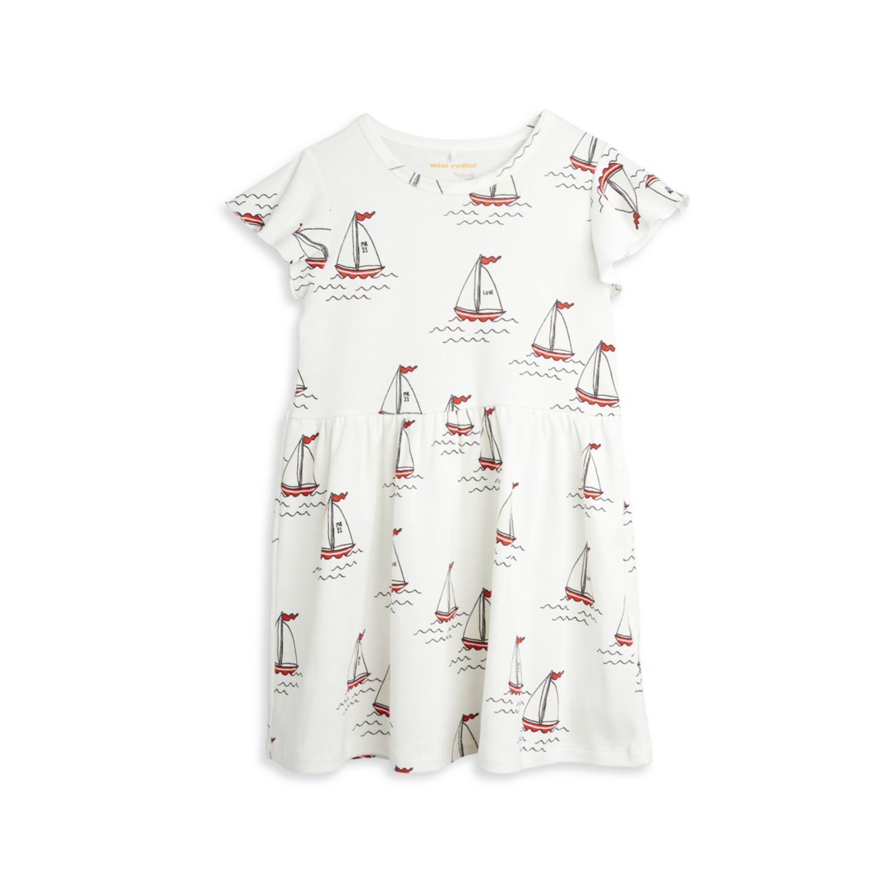 Маленькая девочка & amp; Платье для девочек с принтом лодочкой и развевающимися рукавами Mini rodini