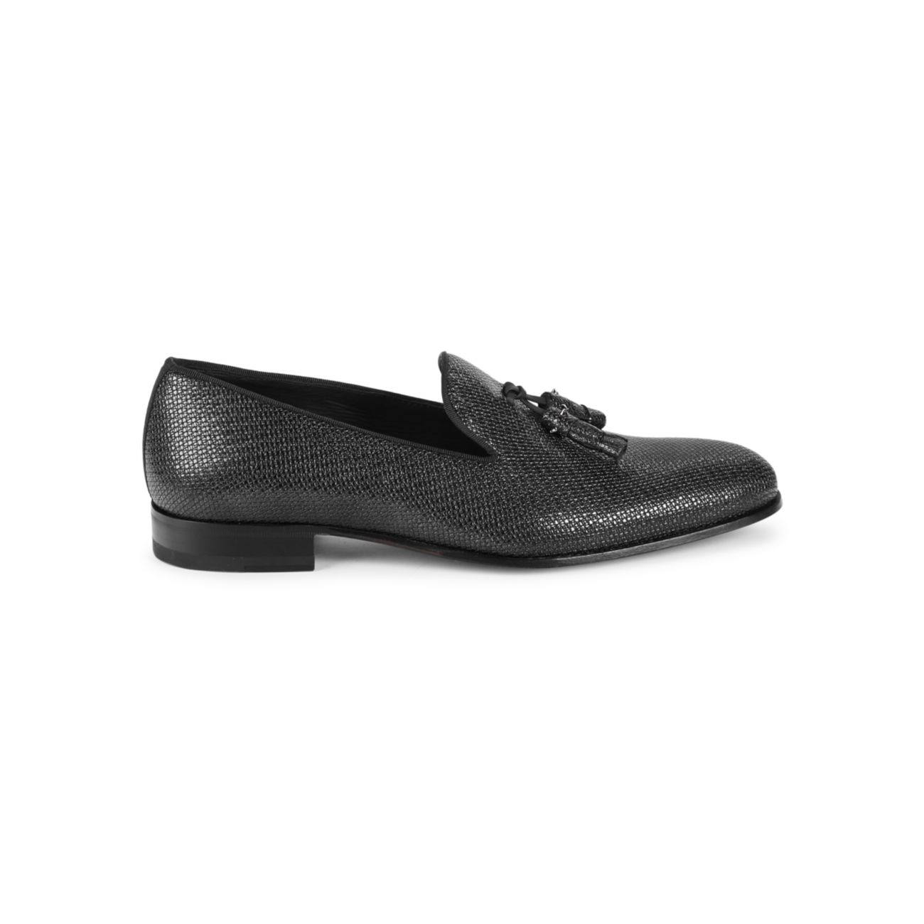 Iguana-Embossed Leather Tassel Loafers Mezlan