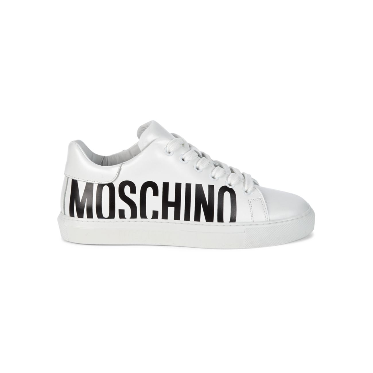 Кожаные кроссовки с логотипом Moschino