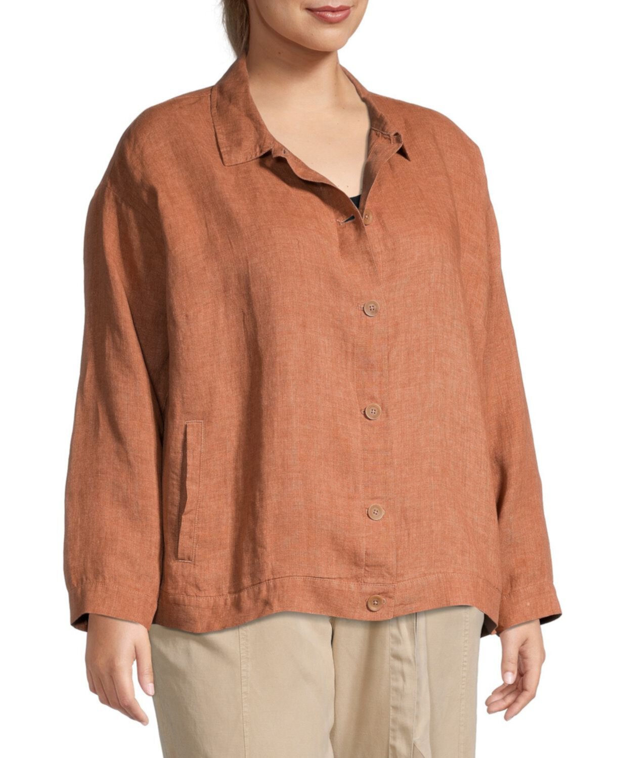 Куртка-рубашка из органического льна Plus Eileen Fisher