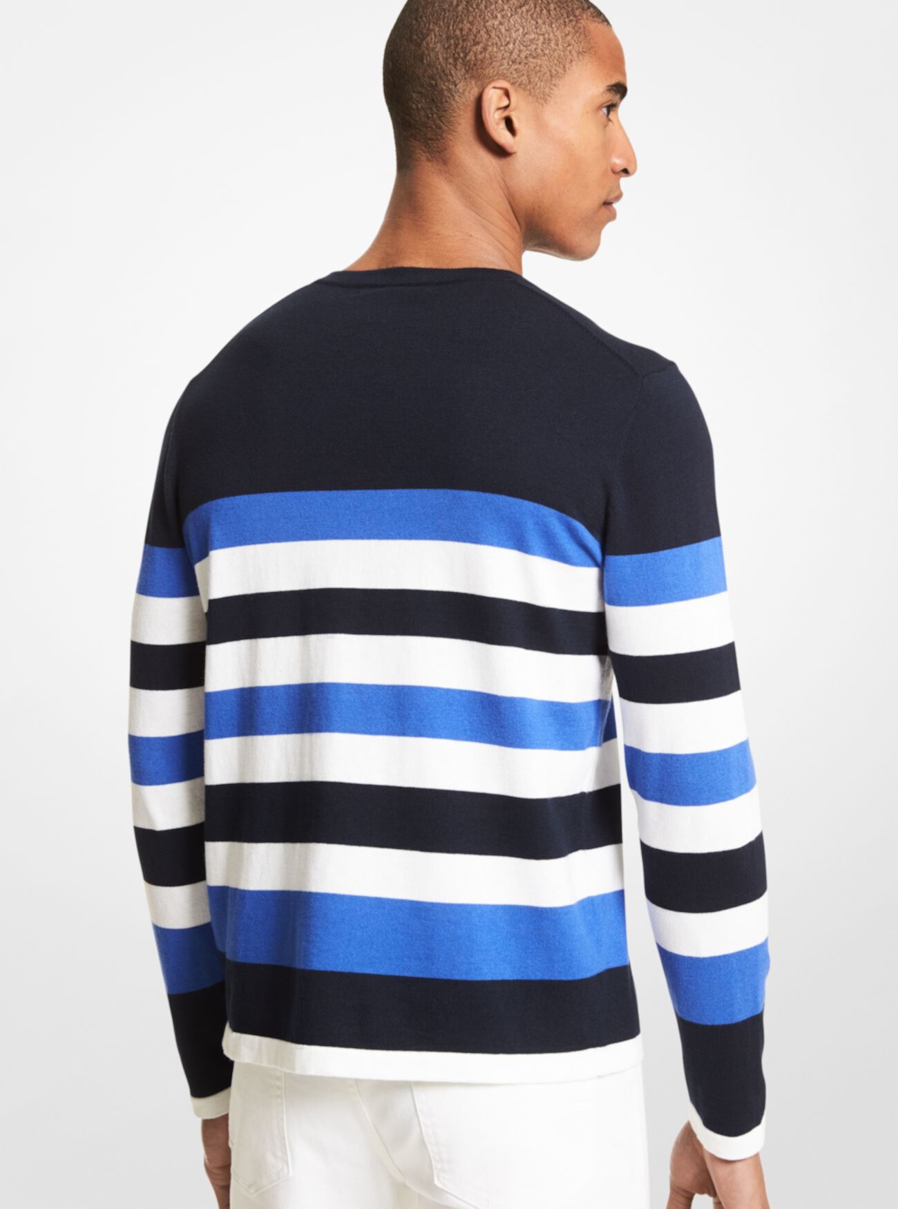 Striped Cotton Blend Sweater Michael Kors