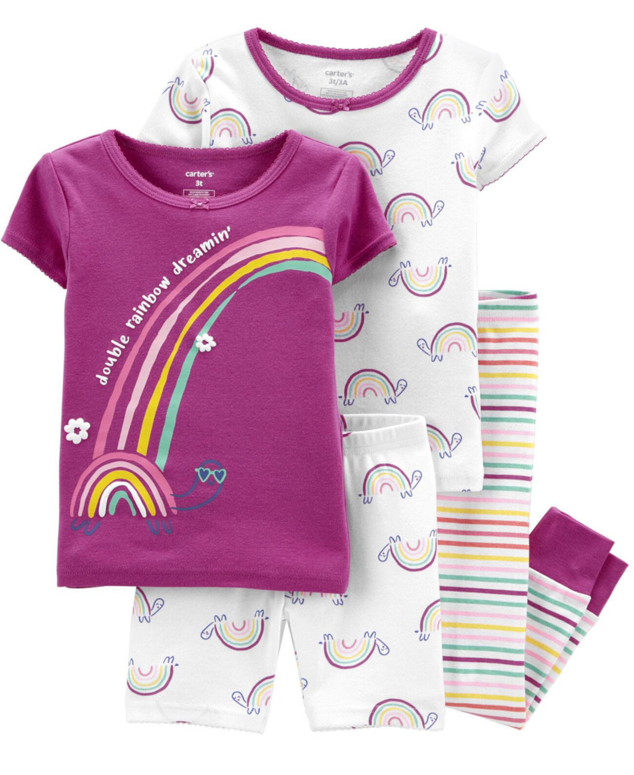 Toddler Girls Rainbow Snug Fit Pajama, 4 Piece Set Carter's
