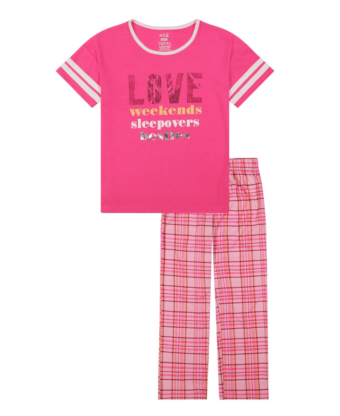 Длинная пижама в клетку Little Girls, комплект из 2 предметов Max & Olivia