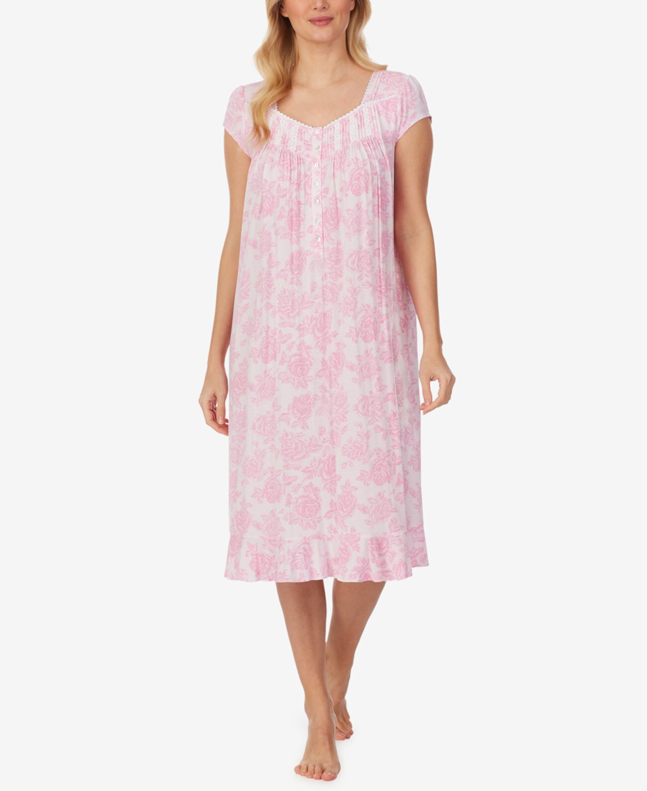 Ночная рубашка с цветочным принтом и трикотажем в стиле вальс Eileen West