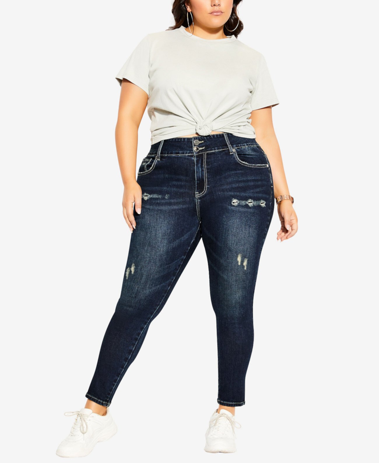 Женские модные рваные джинсы больших размеров Asha Baby Rip City Chic