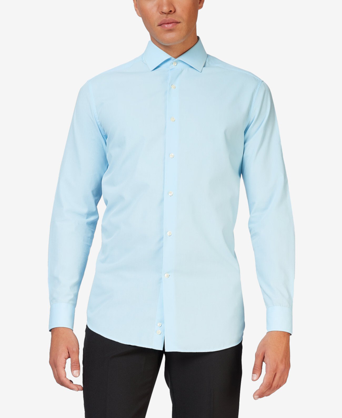 Мужская однотонная рубашка классного синего цвета OppoSuits