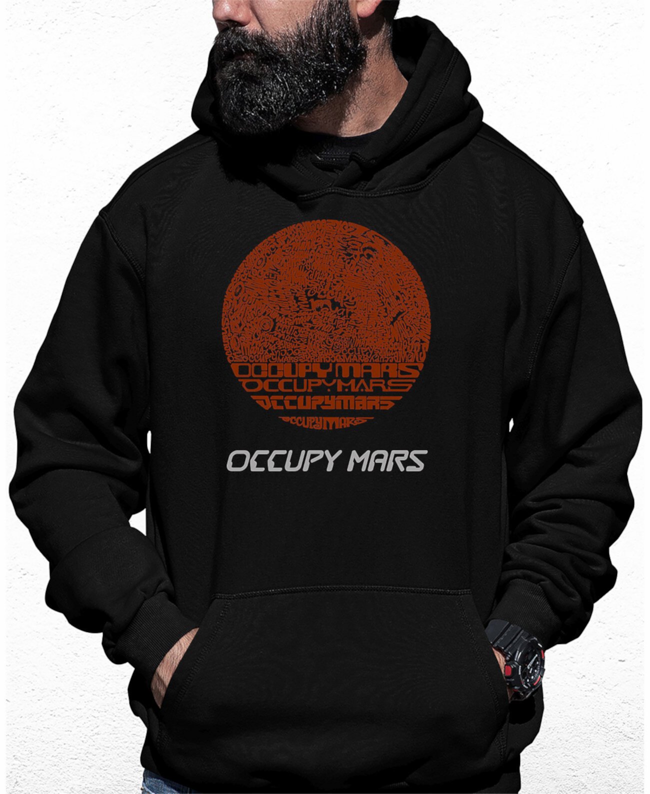 Мужская толстовка с капюшоном Occupy Mars Word Art LA Pop Art