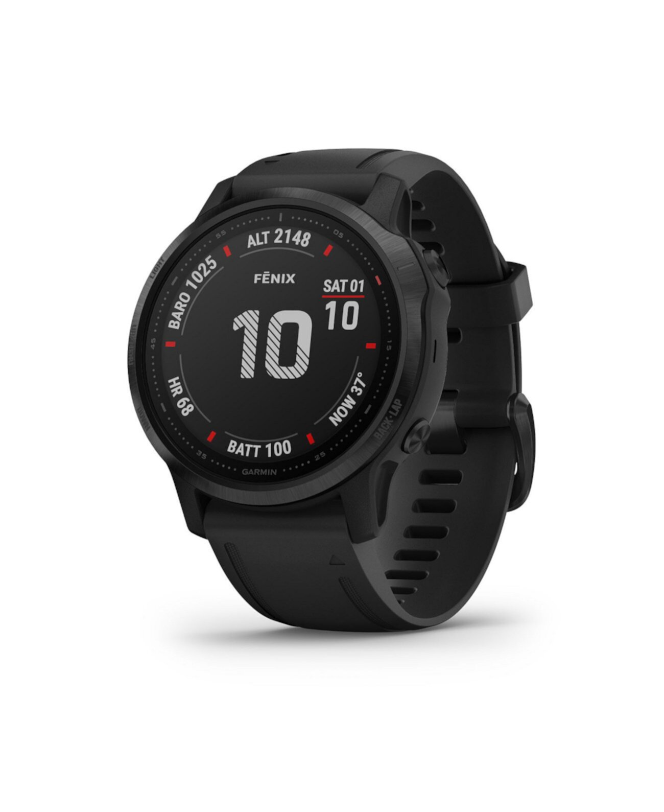 Умные часы Unisex Fenix 6S Pro с черным силиконовым ремешком 30,4 мм Garmin