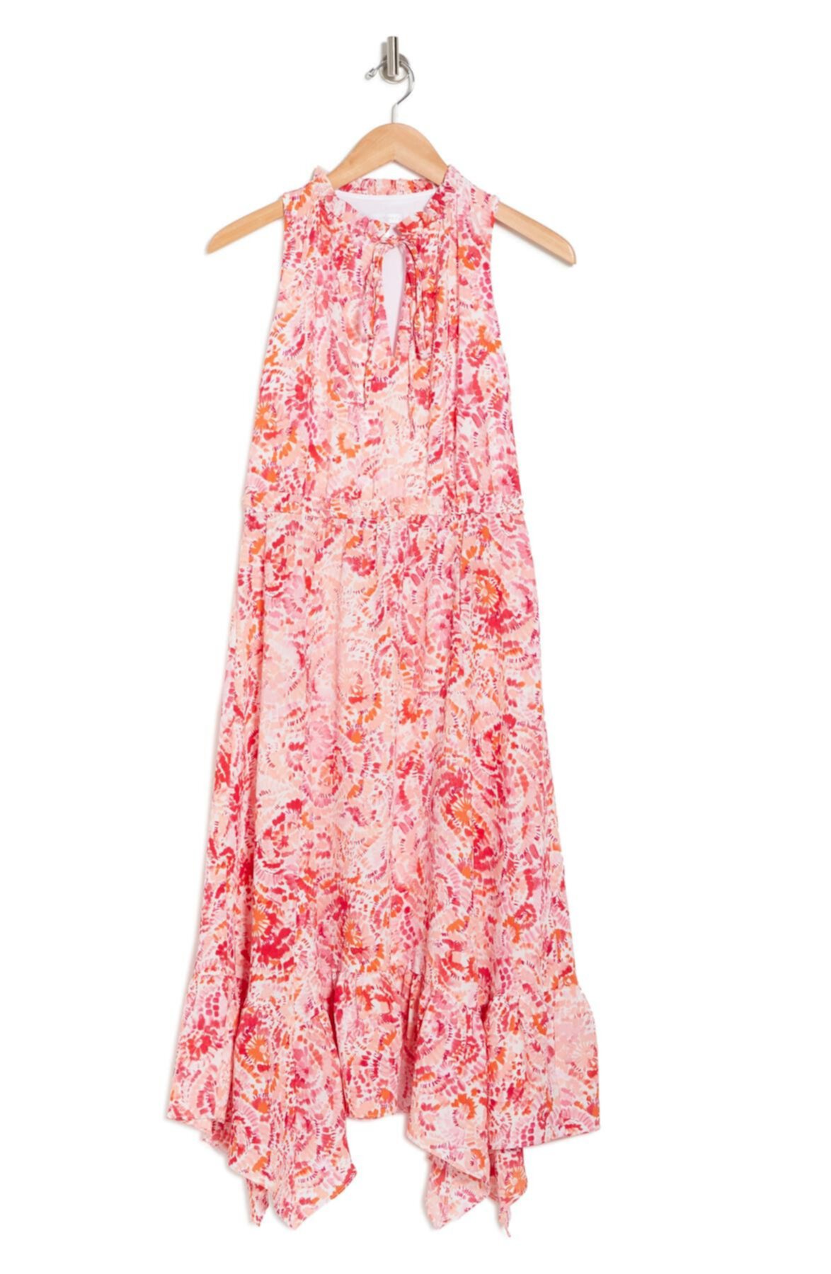 Блузонное платье миди с цветочным принтом и завязками на шее London Times