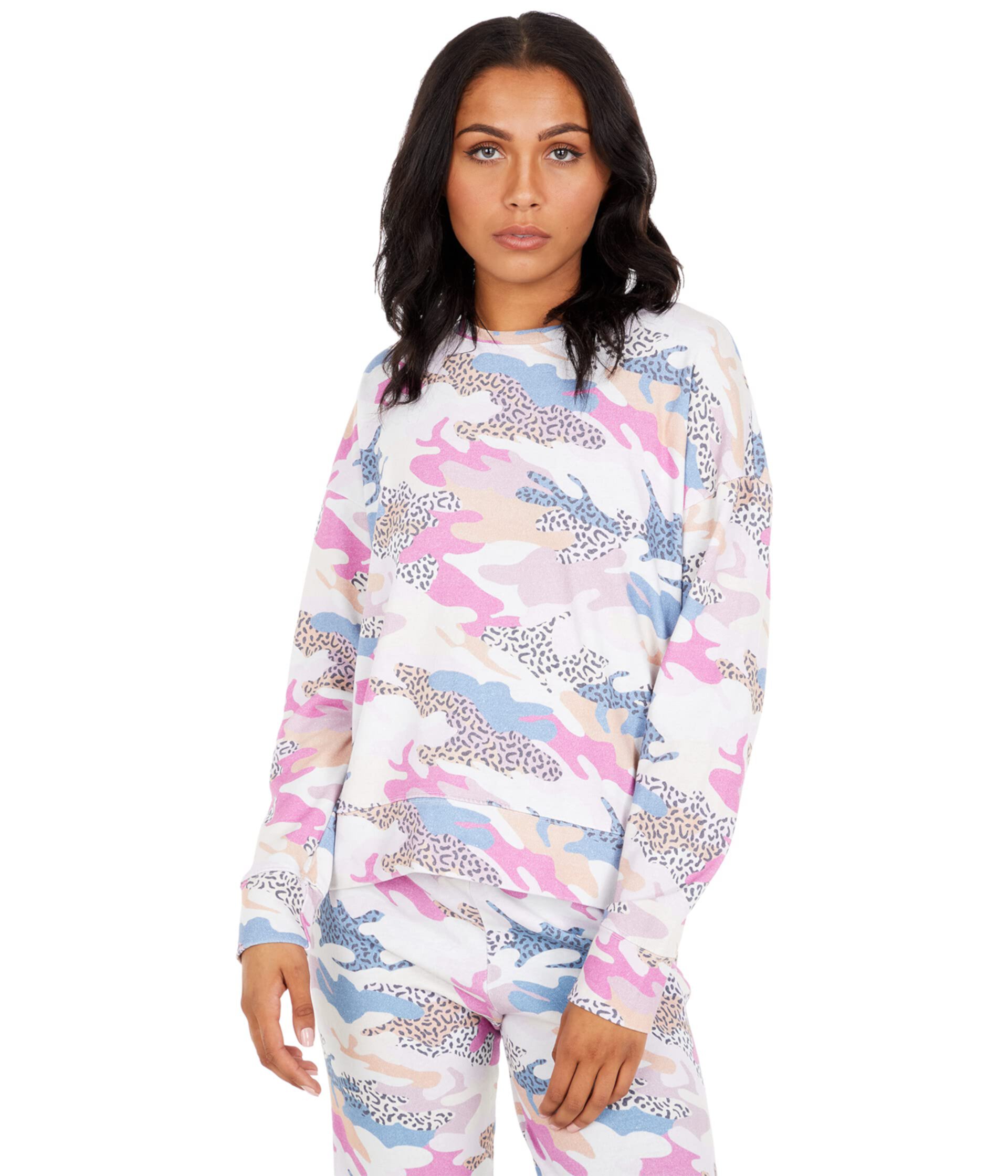 Abstract Camo Oversized Pullover Sweatshirt Sundry