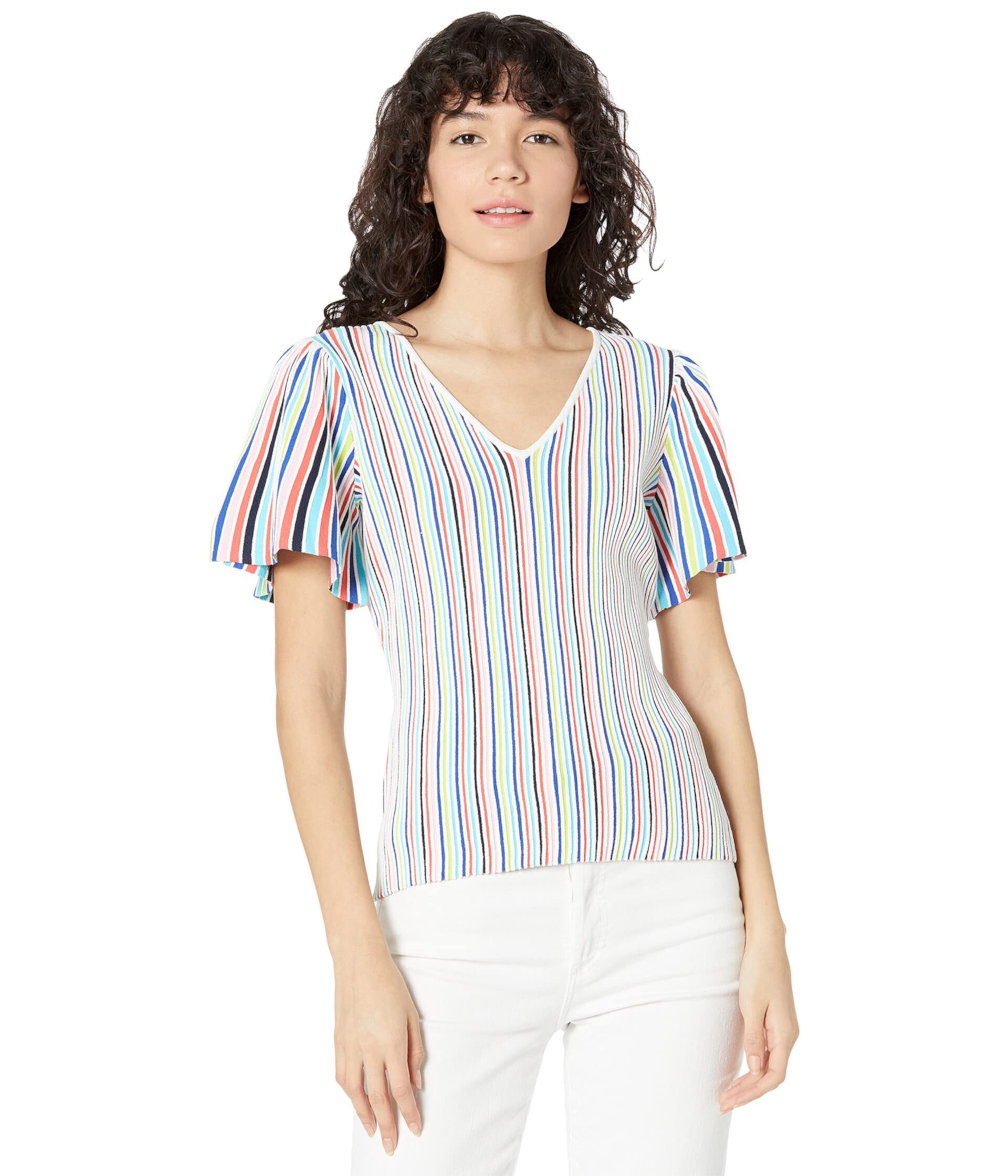 Stripe Flutter Sleeve Top Milly