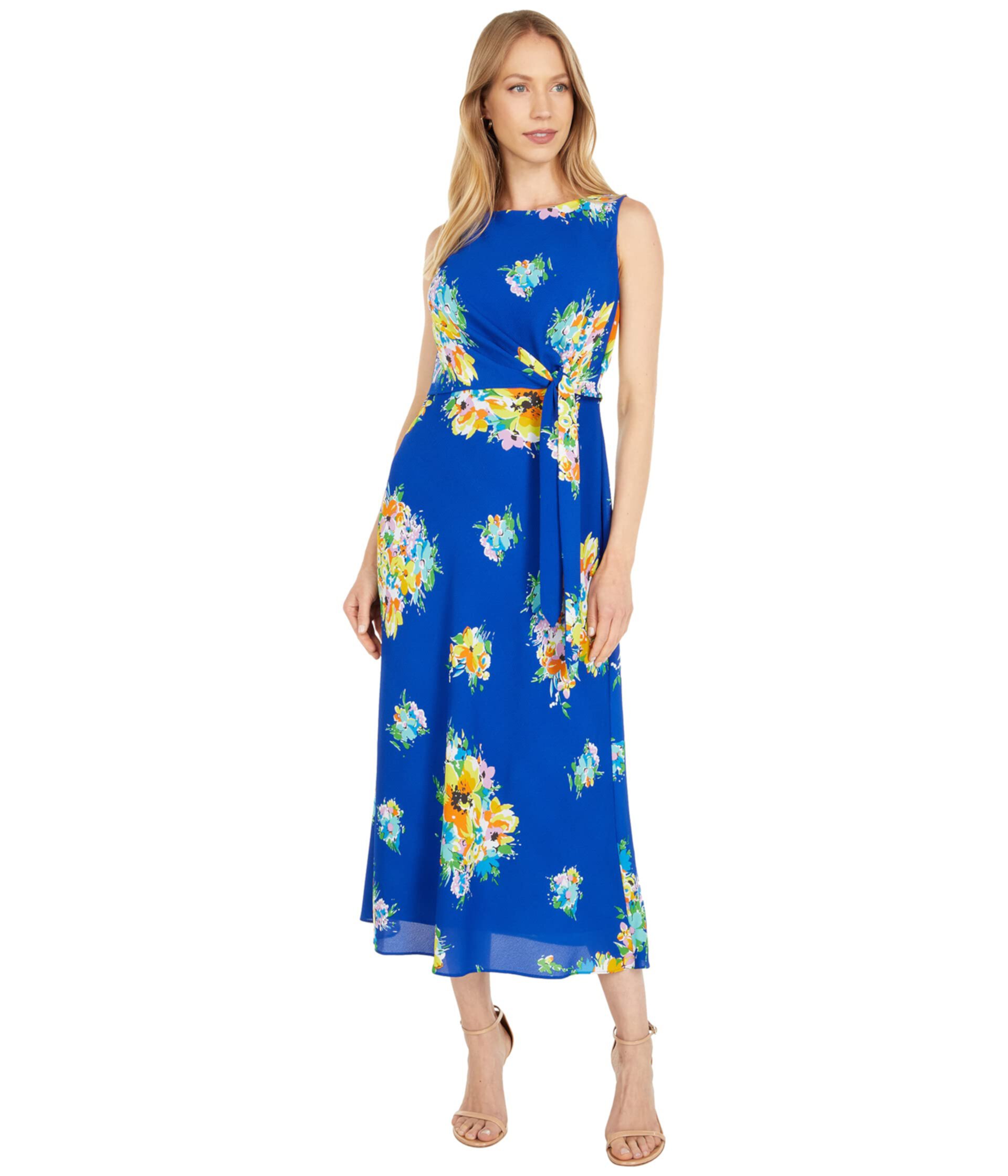 Заказать Платья Floral Crepe Midi Dress Ralph Lauren, цвет - cиний, по ...